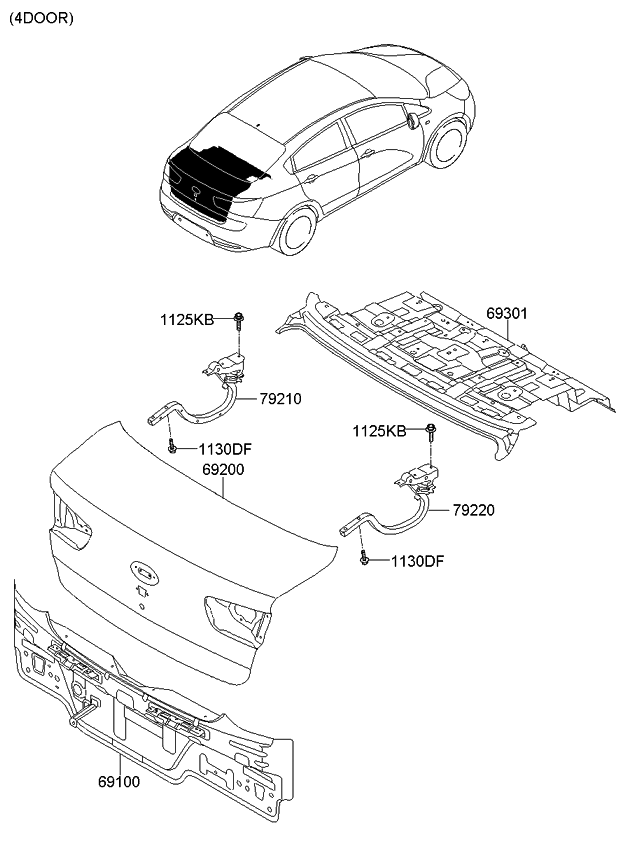 Tâm Ốp Cửa Hậu Kia Morning / Picanto Mã phụ tùng 691001Y600