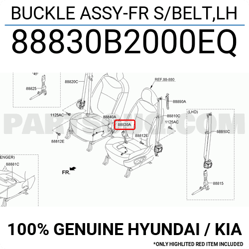Dây An Toàn Trước Trái Kia Soul Mã phụ tùng 88830B2000EQ