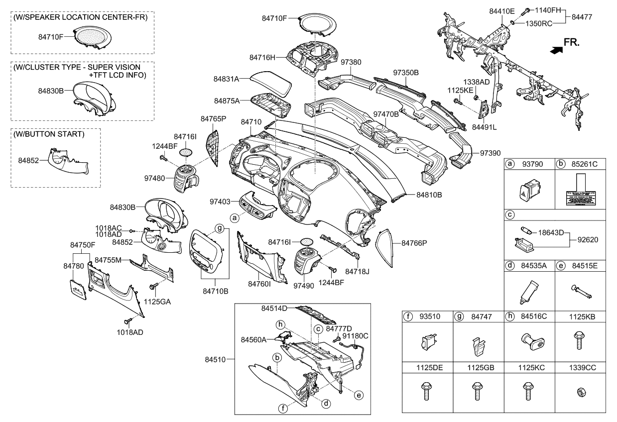 Bảng Táp Lô Kia Soul Mã phụ tùng 84710b2100bnf