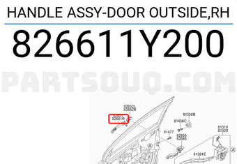 Tay Mở Cửa Ngoài Phải - Có Mạ Kia Morning / Picanto Mã phụ tùng 826611Y200CR