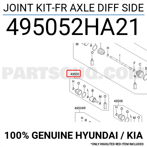 Láp Trong 25X22x41 Kia Forte / Cerato Mã phụ tùng 495052HA21