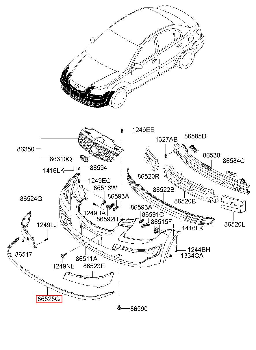 Viền Cản Dưới Kia Morning / Picanto Mã phụ tùng 8652507501