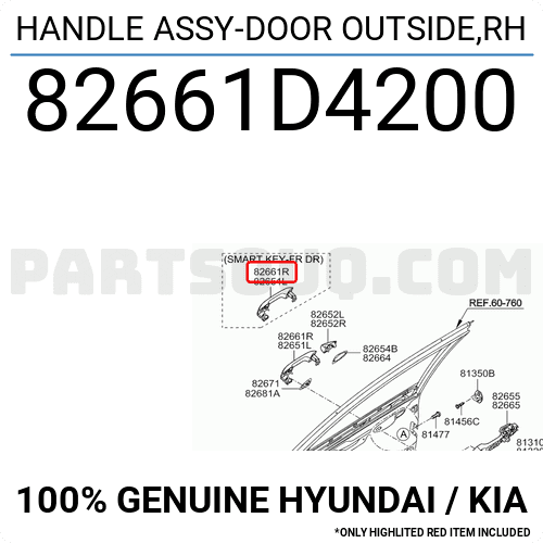 Tay Mở Cửa Ngoài Phải Phải Kia Optima / k5 Mã phụ tùng 82661d4200