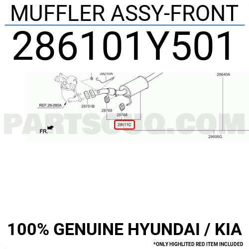 Ống Xả Đoạn Giữa Kia Morning / Picanto Mã phụ tùng 286101y501