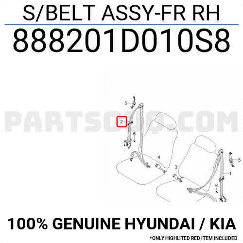 Dây Bảo Hiếm Trước Phải Kia Carens / rondo Mã phụ tùng 888201d010s8