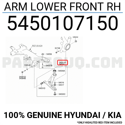Càng A - R (Ren Vặn) Kia Morning / Picanto OEM 5450107160