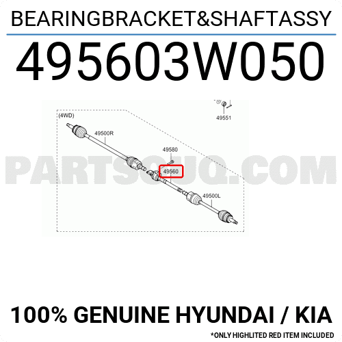 Trục Nối Láp Trung Gian Kia Sportage Mã phụ tùng 495603W050