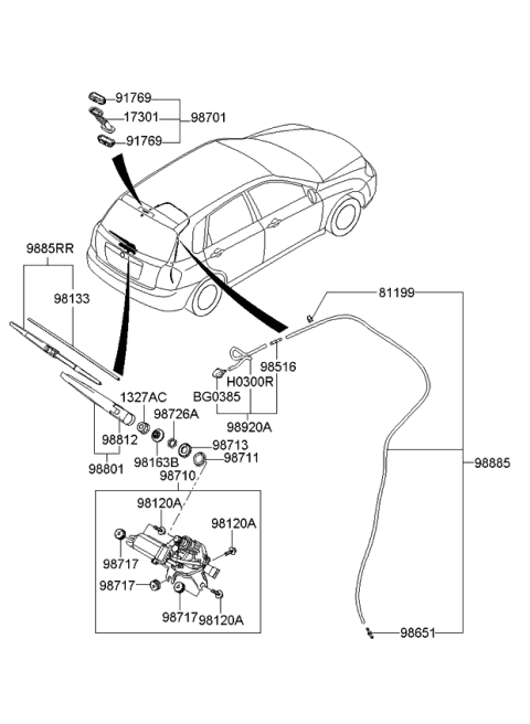 Chổi Gạt Mưa Sau Kia Carens / rondo Mã phụ tùng 988502F000