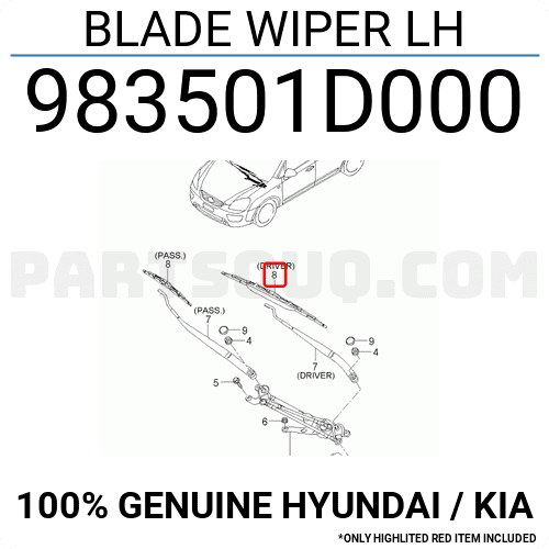 Chổi Gạt Mưa Trước Kia Carens / rondo Mã phụ tùng 983501D000