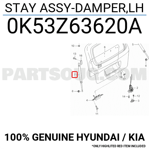 Ti Chống Cửa Hậu Trái Kia Carnival Mã phụ tùng 0K53Z63620A
