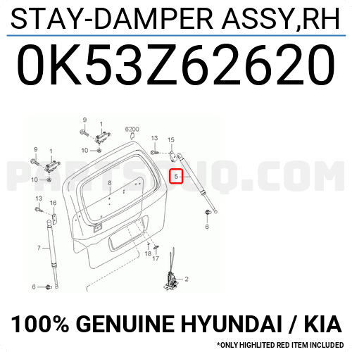 Ti Chống Cửa Hậu Phâỉ Kia Carnival Mã phụ tùng 0K53Z62620A