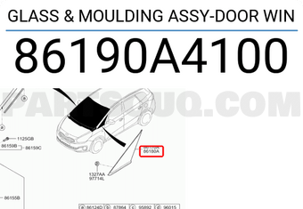 Kính Tam Giác Trước Phải Có Viền Mạ Kia Carens / rondo Mã phụ tùng 86190A4100