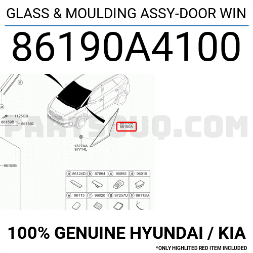 Kính Tam Giác Trước Phải Có Viền Mạ Kia Carens / rondo Mã phụ tùng 86190A4100