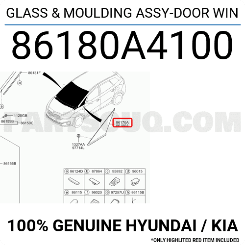 Kính Tam Giác Trước Trái Có Viền Mạ Kia Carens / rondo Mã phụ tùng 86180a4100