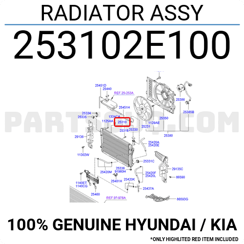 Két Nước At Kia Sportage OEM 253102E100