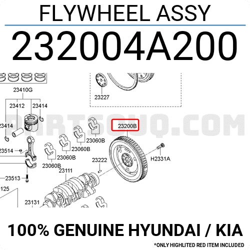 Bánh Đà D4cb Kia Sorento Mã phụ tùng 232004A050