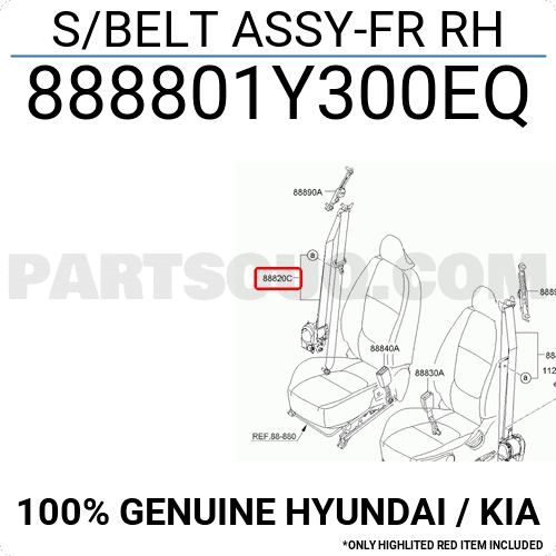 Dây Bảo Hiếm Trước Phải Màu Đen Kia Morning / Picanto Mã phụ tùng 888801Y300GAH