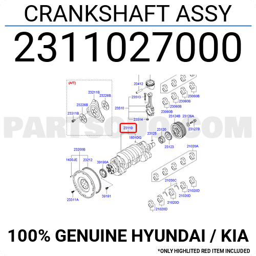 Trục Cơ Cos 0 Kia Carens / rondo Mã phụ tùng 2311027000