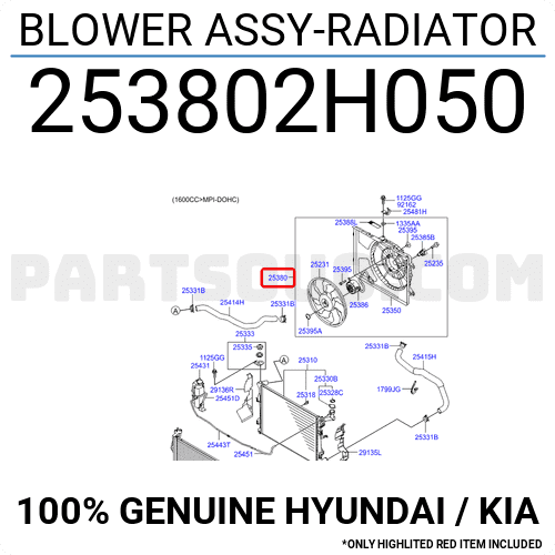 Quạt Két Nước Kia koup OEM 253802H050