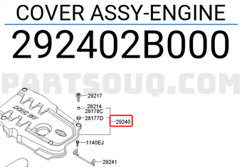 Tấm Trang Che Bụi Động Cơ 1.6L Kia koup OEM 292402B000