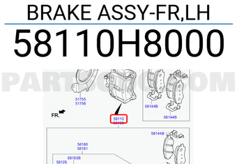 Cụm Phanh Trước Trái Kia Rio Mã phụ tùng 58110H8000