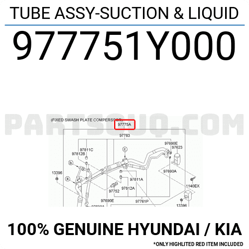 Bộ Ống Ti Ô Điều Hòa Liền Van Tiết Lưu Kia Morning / Picanto Mã phụ tùng 977751Y000