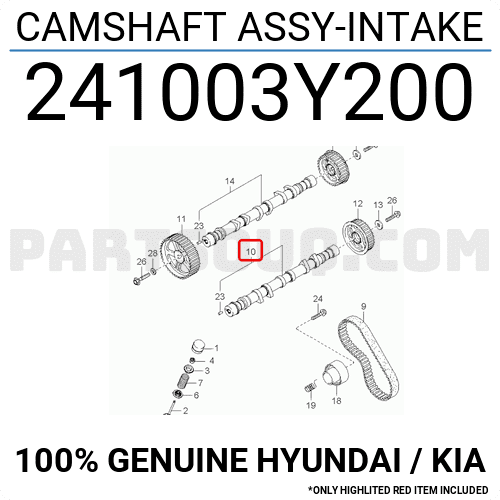 Trục Cam Hút 2.5 V6 Kia Carnival Mã phụ tùng 241003Y201