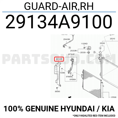 Tấm Bảo Vệ Két Nước Phải Kia Carnival Mã phụ tùng 29134a9100