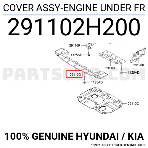 Chắn Bùn Két Nước Giữa Kia Forte / Cerato Mã phụ tùng 291102H200