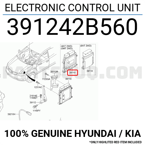 Hộp Ecu Kia Forte / Cerato Mã phụ tùng 391242B560