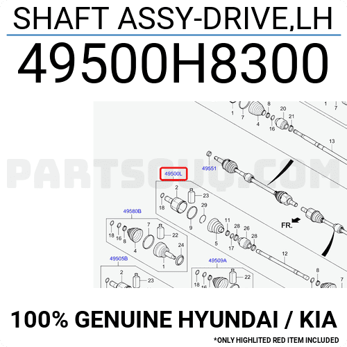 Cây Láp Trái Kia Rio Mã phụ tùng 49500h8300