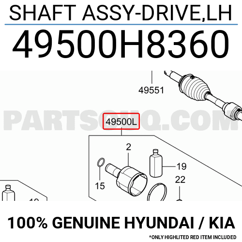 Cây Láp Trái Kia Rio Mã phụ tùng 49500h8300