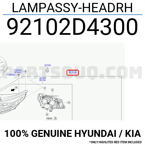 Đèn Pha Phải Kia Optima / k5 Mã phụ tùng 92102d4300