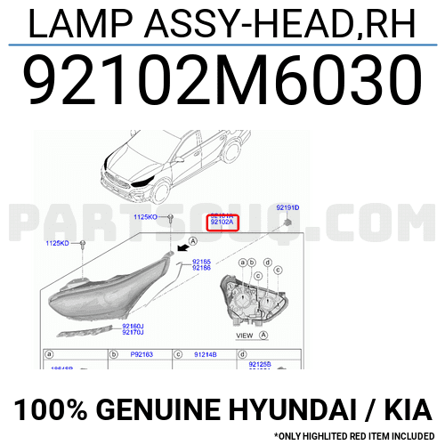 Đèn Pha Phải Kia Forte / Cerato Mã phụ tùng 92102m6030