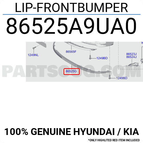 Viền Cản Trước Dưới Kia Grand Sedona Mã phụ tùng 86525A9UA0