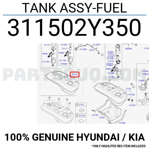 Thùng Xăng Kia Sportage Mã phụ tùng 311502S100