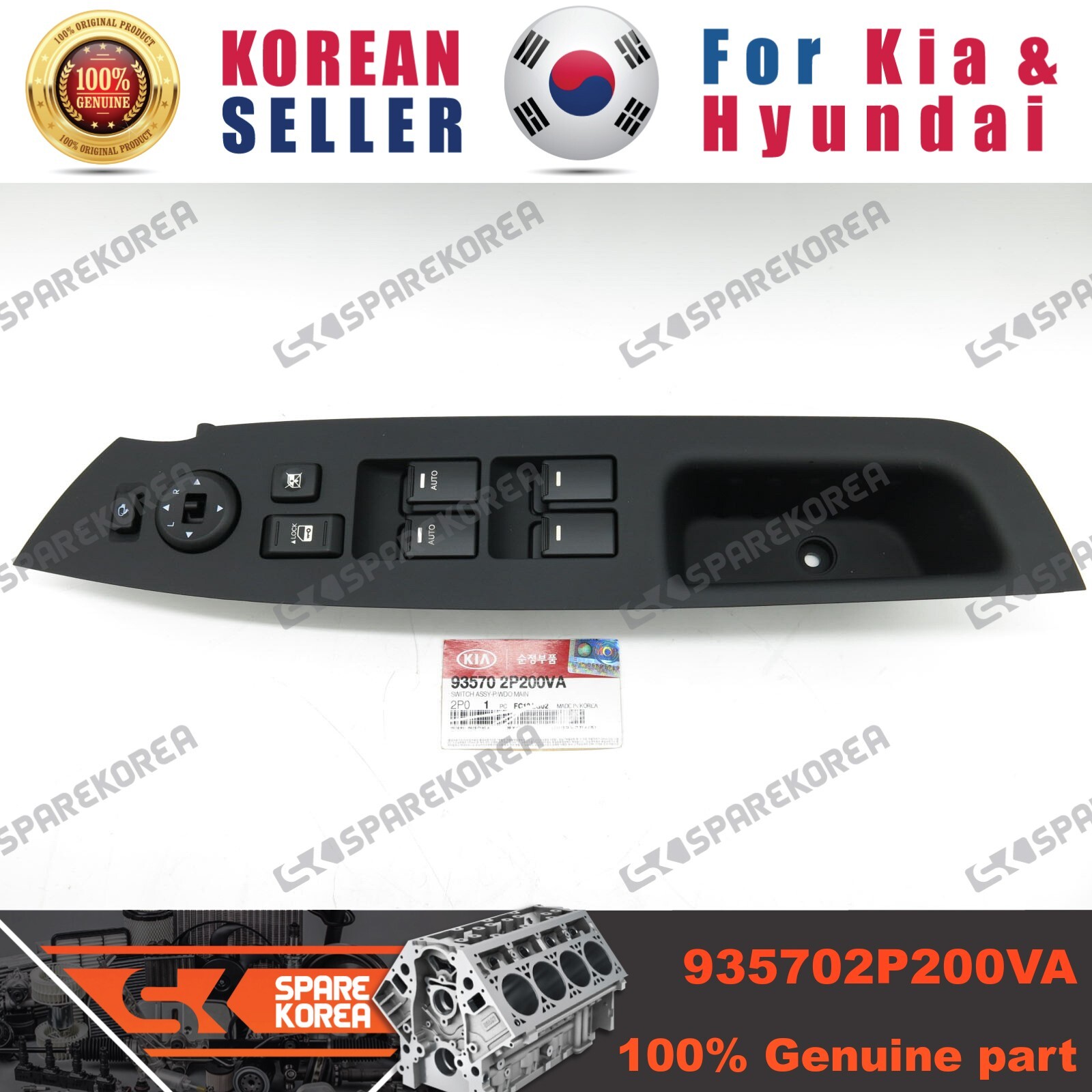 Công Tắc Lên Xuống Kính Tổng Kia Sorento Mã phụ tùng 935702p200va
