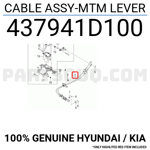 Dây Đi Số Sàn Kia Carens / rondo Mã phụ tùng 437941D100