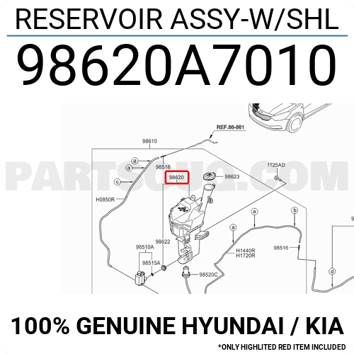 Bình Nước Rửa Kính Kia K3 Mã phụ tùng 98620A7010