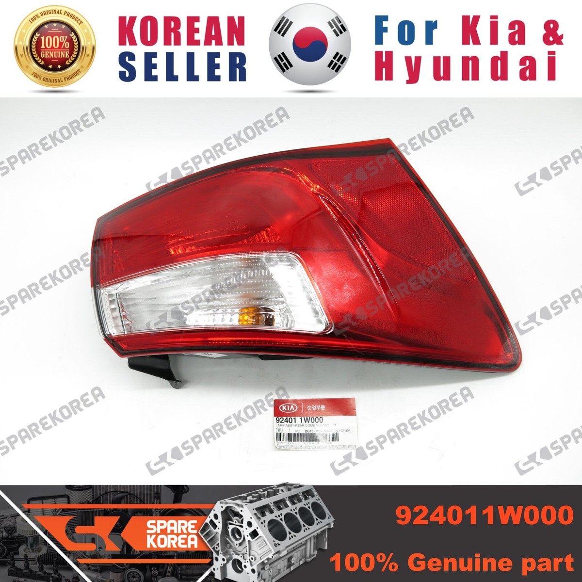 Đèn Hậu Ngoài Trái Không Led Kia Rio Mã phụ tùng 924011W000