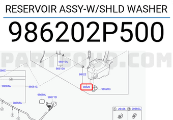 Bình Nước Rửa Kính Kia Sorento Mã phụ tùng 986202P500