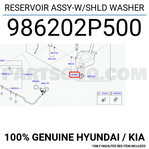 Bình Nước Rửa Kính Kia Sorento Mã phụ tùng 986202P500