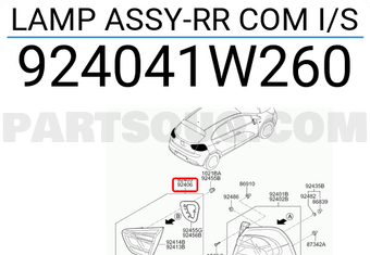 Đèn Hậu Miếng Trong Phải Có Led - 5 Cửa Kia Rio Mã phụ tùng 924041W260