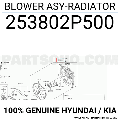Quạt Gió Động Cơ Máy Xăng Kia Sorento Mã phụ tùng 253802p500