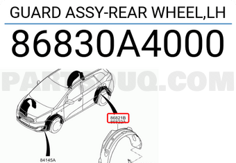 Lòng Dè Chắn Bùn Sau Trái Kia Carens / rondo Mã phụ tùng 86830A4000
