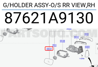 Mặt Gương Chiếu Hậu Phải Có Cảnh Báo Điểm Mù Kia Grand Sedona Mã phụ tùng 87621a9130