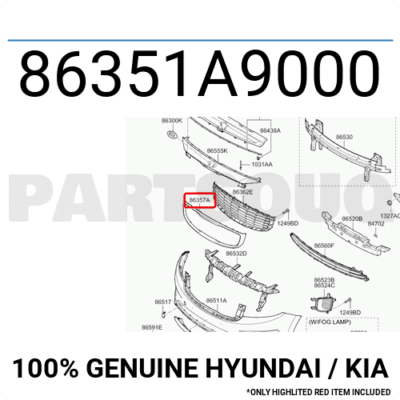 Viền Mạ Ca Lăng Kia Grand Sedona Mã phụ tùng 86351a9000