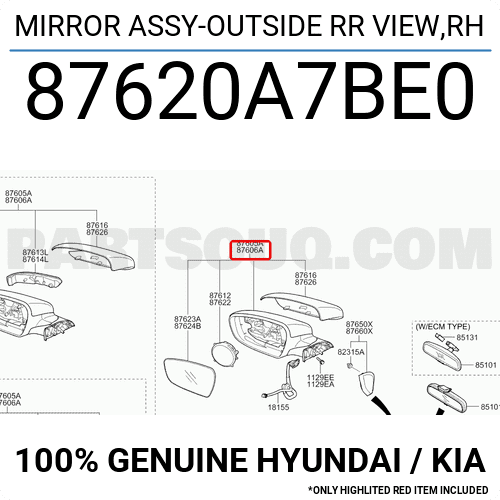 Gương Chiếu Hậu Phải Kia Forte / Cerato Mã phụ tùng 87620a7be0