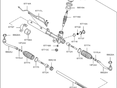Thước Lái Trợ Lực Dầu Xe Hai Cửa Kia Forte / Cerato Mã phụ tùng 577001M800