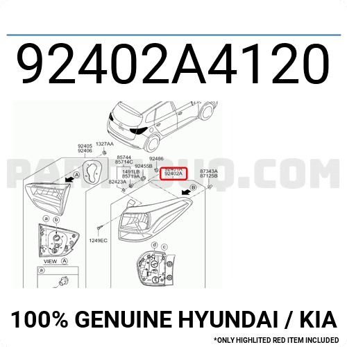 Đèn Hậu Miếng Ngoài Phải Có Led Kia Carens / rondo Mã phụ tùng 92402a4120